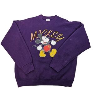 Vintage 90s Disney Mickey & Co Purple‎ Mickey Mouse Sweatshirt Size Large L87